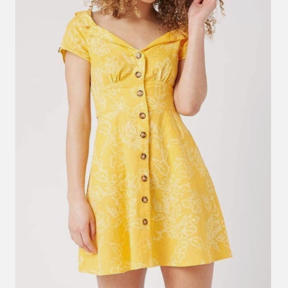 Free People A Thing Called Love Mini Dress yellow combo - 2 ( stained)